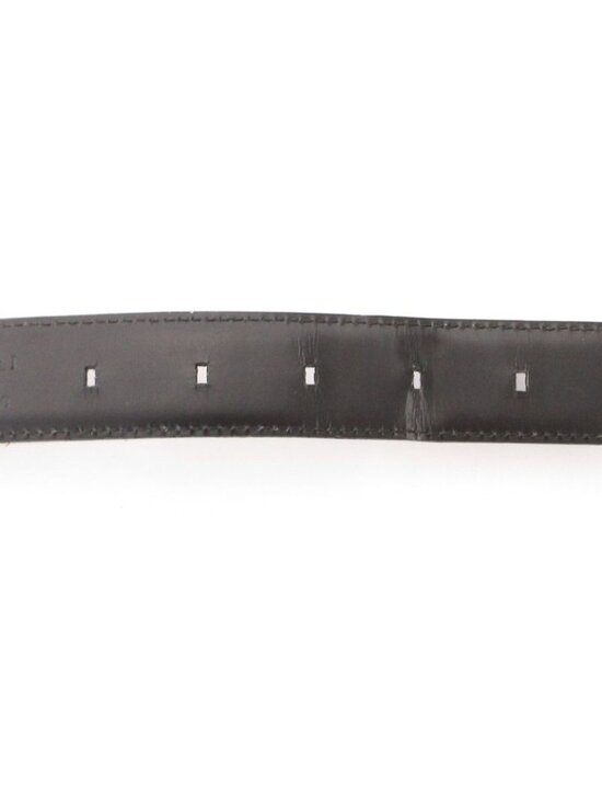 Bvlgari Belt Smooth Leather Square Buckle Logo 110 44 Black